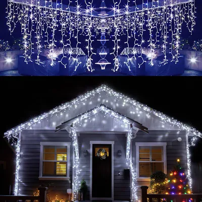 Zdjęcie produktu dla Vigevee, 200 diod LED, lampki choinkowe, 5 metrów, światło białe, 8 efektów świetlnych z funkcją pamięci, dekoracje świąteczne do okien i na imprezy