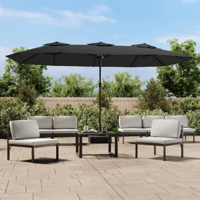 Immagine prodotto di vidaXL Ombrellone doppio con luci LED antracite 449x265 cm