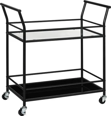 Produktbild von Küchenwagen mit 4 Rollen, 2 Ablagen und Griffen, 75 cm x 40 cm x 80 cm, Schwarz