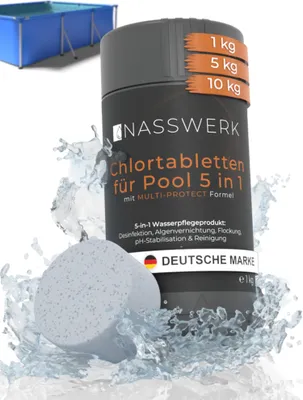 Produktbild von Multitabs 5-in-1 Chlortabletten 200g langsam löslich für Poolpflege, Nasswerk