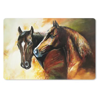 Produktbild von MuchoWow® Mauspad Mousepad Malerei - Pferde - Tiere - Ölgemälde 27x18 cm - Mousepads - Maus Mat - Pad - Mausunterlage - Büroartikel - Desk Matten