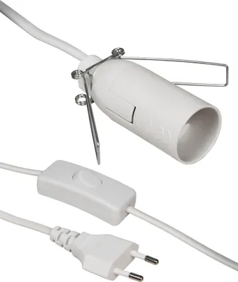 Produktbild von Euro-Netzkabel McPower mit Schnurschalter und E14 Fassung, 3,5m, weiß