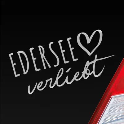 Produktbild von Auto Aufkleber Edersee verliebt Herz See Sea Liebe Car 19x9 cm Silber Sticker Heckscheibenaufkleber