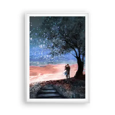 Produktbild von Gerahmtes Poster - Weißer Rahmen - Himmel Mond Liebhaber - 70x100 cm - Wand Bild - Wanddeko - Wandbilder - Kunstposter - Wandposter - Bilderrahmen - Bilder - Kunstdruck - P2WPA70x100-4800