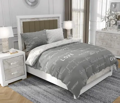 Immagine prodotto di Biancheria da letto 200x220 cm + 2x70x80 cm, set 3 pezzi, 100% cotone, cerniera, grigio - SOVIO | So.9043