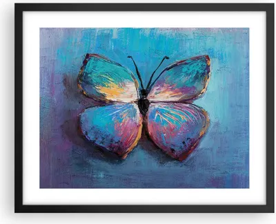 Produktbild von Gerahmtes Poster - Schwarzer Rahmen - Handschriftlich Schmetterling Blau - 50x40 cm - Wand Bild - Wanddeko - Wandbilder - Kunstposter - Wandposter - Bilderrahmen - Bilder - P2BAA50x40-4470