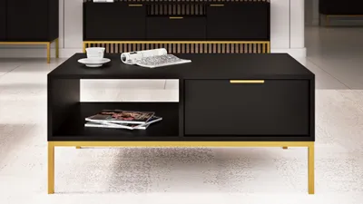 Image de Table basse Austin - table de salon moderne avec tiroir et étagère, 80 x 60 x 45 / 100 x 60 x 45 cm
