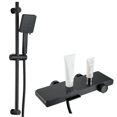 Produktbild von AURALUM Verchromte Wasserfall-Duscharmatur, Duschstange mit Duschkopf, Handbrausekopf mit 6 , Badewannen-Duschset., Badewannenarmatur mit Duschsystem