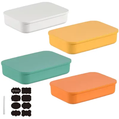 Produktbild von Omgoods – Set aus 4 mehrfarbigen Aufbewahrungsboxen mit Deckel
