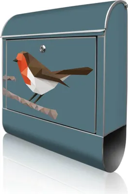 Produktbild von banjado Design Briefkasten Stahl silber mit Zeitungsfach pulverbeschichtet "abstrakter Vogel" 38x46x12,5cm & 2 Schlüssel - Postkasten A4 Einwurf inkl. Montagematerial [BK 12883]