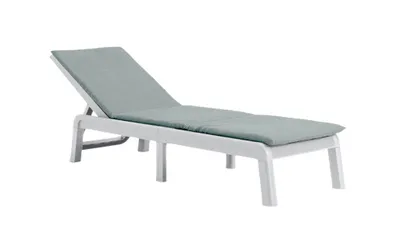 Produktbild von Keter Mallorca Sonnenliege / Gartenliege – weiß – inkl. grünem Kissen – 4-fach verstellbar – 187,5×58×29 cm – wetterbeständig & klappbar