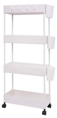 Image de Chariot de rangement mobile à 4 niveaux, idéal pour la cuisine et la salle de bain