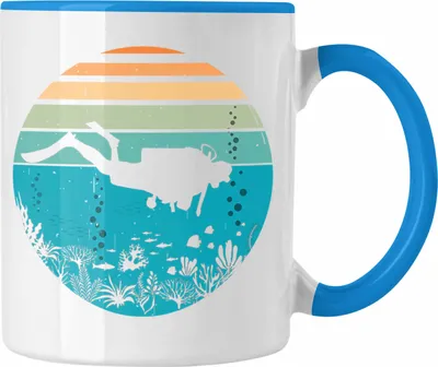 Produktbild von Trendation - Taucher Grafik Tasse Geschenk für Tauchlehrer Geschenkidee Lustig Tauchen Tauchsport Tiefsee (Blau)