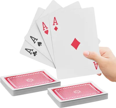 Produktbild von Jumbo Spielkarten, 2 Decks aus Kunststoff, gut lesbar, wasserfest, knitterfrei, abwischbar