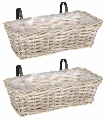 Immagine prodotto di vidaXL Cesto portafiori sospeso 2 pezzi Grigio 48 x 22 x 15 cm