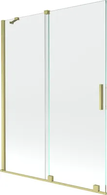 Produktbild von Mexen Velar 2-Flügel-Badewannenwand Regulierbare 130 x 150 cm, transparent, Gold gebürstet - 896-130-000-01-55