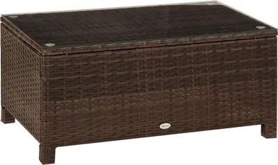Produktbild von Garten Beistelltisch Couchtisch Aus Polyrattan, Wetterfest, Braun, 85X50X39Cm