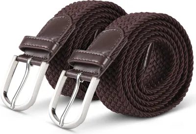Immagine prodotto di cintura elastica hemmy ( confezione da 2 ) 85cm "marrone scuro" cintura intrecciata molte varianti - cintura in tessuto elastico cintura elastica senza fori unisex