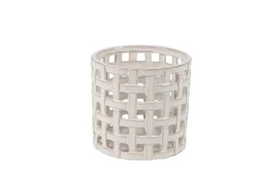 Produktbild von Rasteli Teelichthalter-Kerzenständer Keramik Weiß D 13,5cm H 13cm