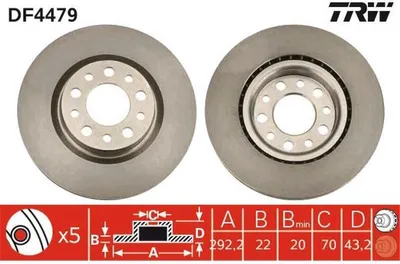 Immagine prodotto di 2x disco freno TRW DF4479 per ALFA ROMEO 159 Sportwagon (939) 159 (939) 43 2mm