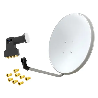 Produktbild von ARLI 60cm HD Sat Anlage Weiß mit Octo LNB + 8x F-Stecker vergoldet - 8 Teilnehmer