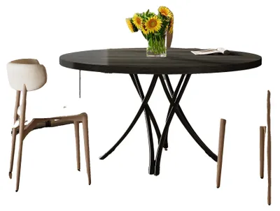 Immagine prodotto di Tavolo da pranzo, forma rotonda, per 4-6 persone, nero