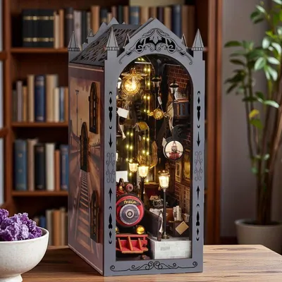 Image de Maison miniature Book Nook - Voie 9 et 3/4 - Puzzle 3D - 282 pièces - Maison miniature en bois - avec éclairage LED