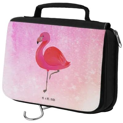Produktbild von Mr. & Mrs. Panda Kulturbeutel Flamingo Classic - Aquarell Pink - Geschenk, Waschtasche, beautycase, Spruch, Freundin, Kosmetiktasche, Rosa, Ich, Make-Up Tasche, Prächtig