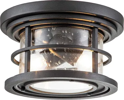 Produktbild von Deckenleuchte außen Aluminium Glas B: 25,4 cm IP44 Schwarz 2-flammig rund Maritim Außenleuchte