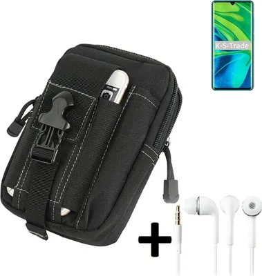 Produktbild von K-S-Trade Gürteltache + Kopfhörer kompatibel mit Xiaomi Mi Note 10 Gürtel Tasche Holster Schutz Hülle Handy Hülle  schwarz inkl. Extrafächer
