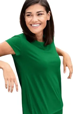 Produktbild von Lose sitzendes Damen-T-Shirt, 100% Baumwolle, unbedruckt, einfarbig, 150g/m2, Farbe Grasgrün, Größe M