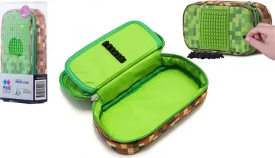 Image de Trousse élève ovale Pixie Crew Minecraft sans remplissage tissu avec panneau épais + pixels 11x23