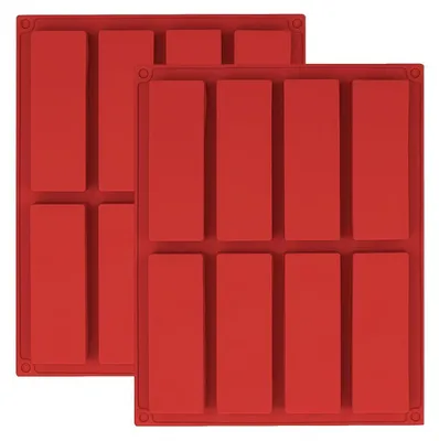 Obrázek produktu pro Silikonová forma na pečení, 8 otvorů, obdélníková, rozměry 26,6 x 21 x 2,5 cm, červená