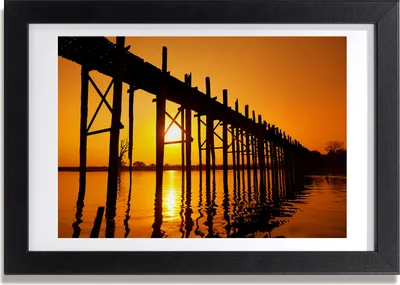 Produktbild von Bild 30x20 MDF-Rahmen, Wandkunst Brücke Sonnenuntergang