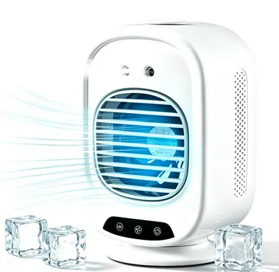 Produktbild von Tischventilator, Mobile Klimaanlage, Mini Luftkühler mit 280mL Wassertank, 3 Geschwindigkeiten, Mobil Klimagerät USB für Büro, Schlafzimmer