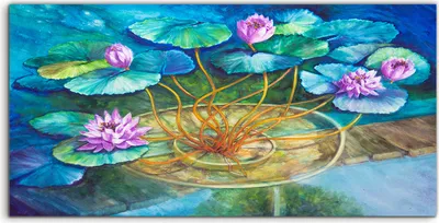 Produktbild von Coloray Acrylbild 140x70  Wandbild Acrylbilder Kunst Seerosenteich bei Giverny Monet