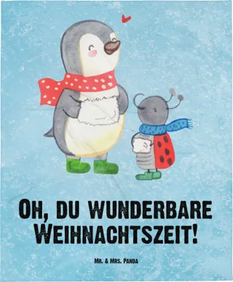 Produktbild von Mr. & Mrs. Panda Decke Smörle Winterzeit - Eisblau - Geschenk, Bettdecke, Sofaüberwurf, Weihnachtszeit, Tagesdecke, Weihnachtsgruß, Weihnachten Grüße, Nikolaus, Plaid