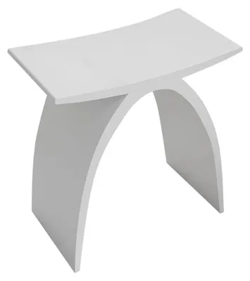 Zdjęcie produktu dla CERANO – Łazienkowe krzesełko z odlewanego marmuru Tara – białe matowe – 43 x 43 x 23,5 cm