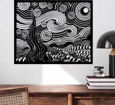 Obrázek produktu pro Wallity, Vangogh 2, Dekorativní kovový doplněk na zeď, černá, 100 % KOV, 56 x 45 cm