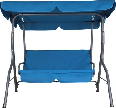 Image de Balancelle de Jardin Hollywood Bleu 140x112x150 cm Balançoire max 200kg Pare-Soleil Pieds antidérapants Jardin Terrasse