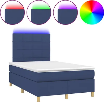 Produktbild von vidaXL Boxspringbett mit Matratze & LED Blau 120x190 cm Stoff