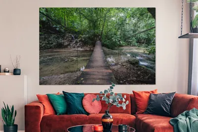 Produktbild von OneMillionCanvasses® - Leinwandbilder - 150x100 cm, Brücke im Dschungel bei Palenque in Mexiko, Wandbilder Kunstdruck Wanddekoration