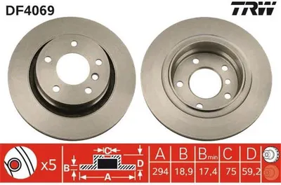 Immagine prodotto di 2x TRW DF4069 Disco freno asse posteriore