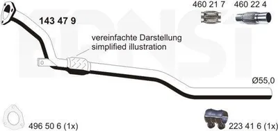 Produktbild von ERNST Abgasrohr Auspuffrohr für VW PASSAT Variant (3B6) Vorne 143479