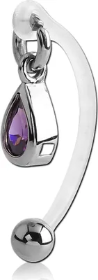 Produktbild von viva-adorno Intimpiercing KVV Christina Bioflex Piercing Banane Kristall Tropfen Anhänger Bauchnabelpiercing Z550, violett