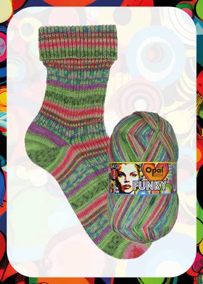 Produktbild von Sockenwolle Funky von Opal,4-fädig,75% Schurwolle 25% Polyamid, 100g, 425m LL, 40 Grad 11581 Ballerinaschlappen