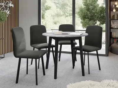 Obrázok produktu pre Malý okrúhly jedálenský stôl 90 cm DIAMENT 2 - šedý mramor / čierny
