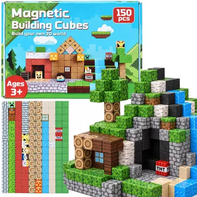 Produktbild von Magnetbausteine Magnetische Bausteine Minecraft 150 Teile 3D Konstruktionsspielzeug für Kinder ab 3 Jahren