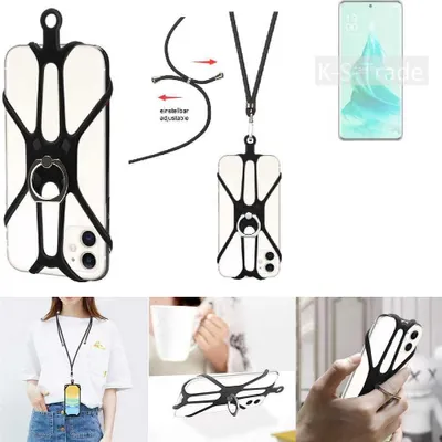 Produktbild von K-S-Trade 3in1 Handykette Handyband Handykordel Halsband Smartphone-Ring Handy-Ring kompatibel mit Oppo Reno9 Pro+ Fingerhalterung Handyring