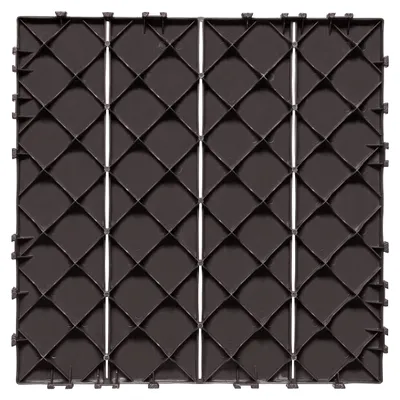 Immagine prodotto di SucceBuy Piastrelle per terrazze, set da 10 pezzi, piastrelle per balconi 295x295 mm, sistema a incastro, pavimentazione in plastica per esterni come verande, piscine, balconi e cortili, marrone scuro